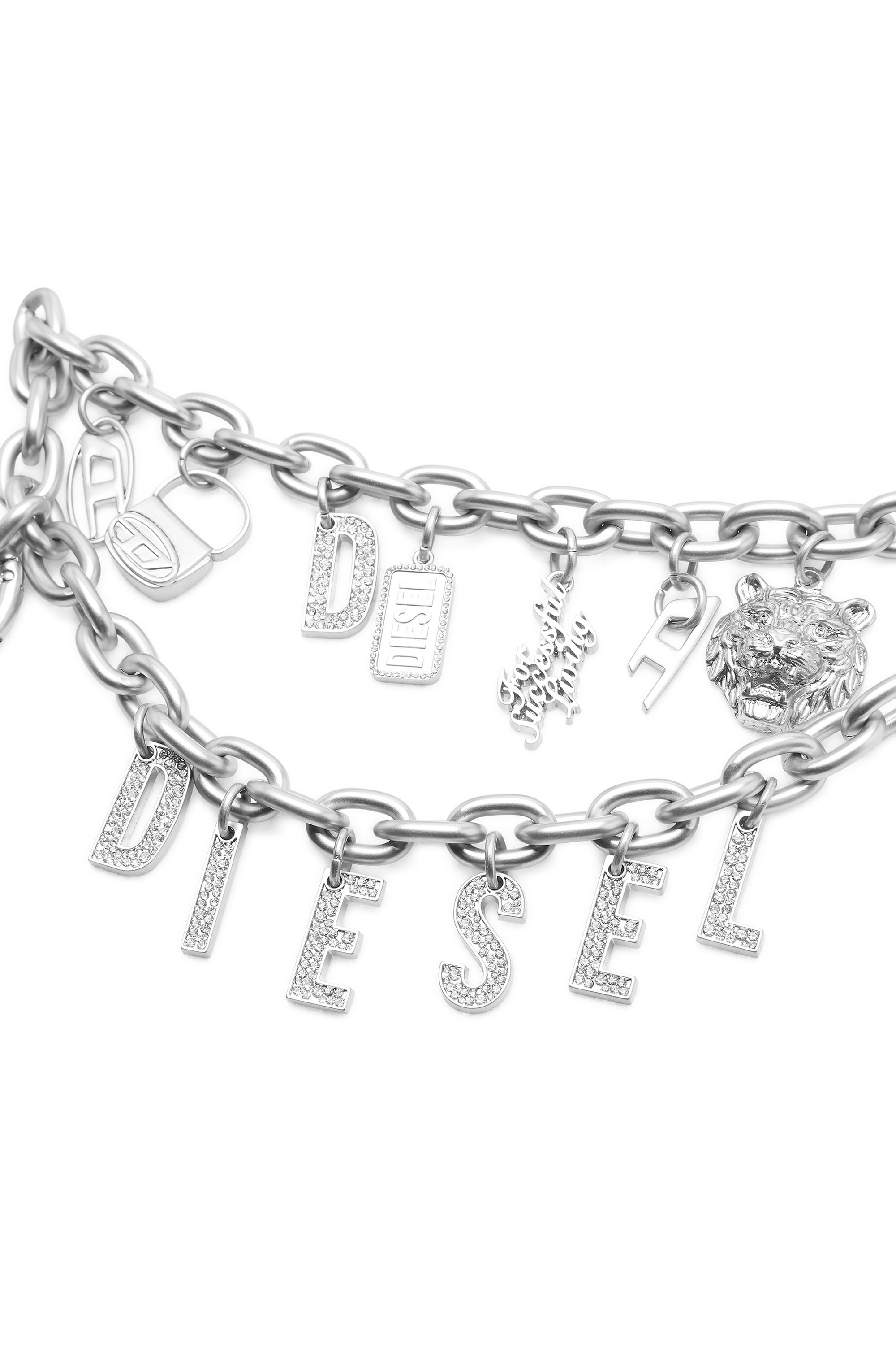 Diesel - HOSHI B-MULTICHARM CHAIN, Unisex's Multi-charm chain belt in Silver - 3