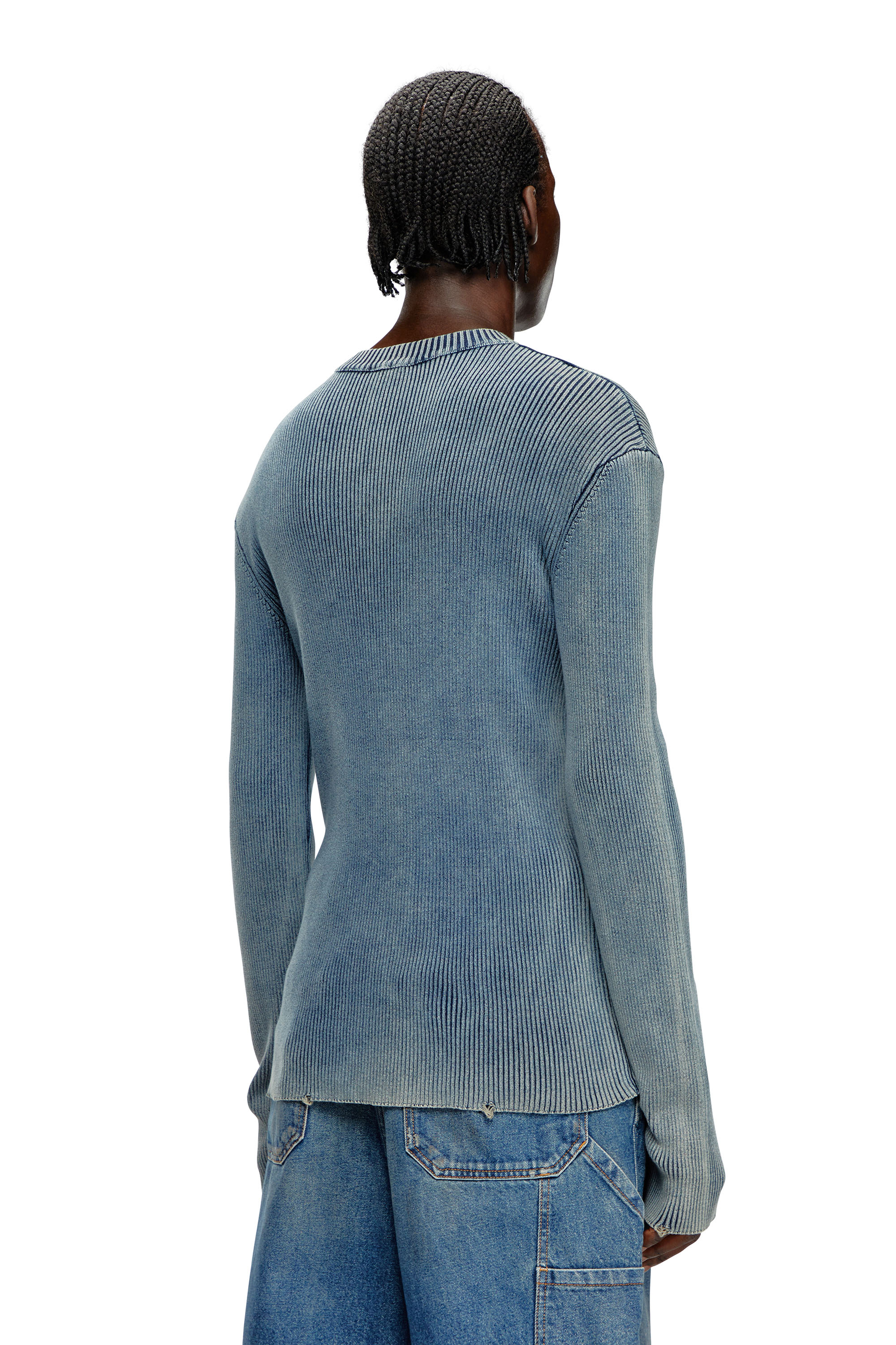 Diesel - K-DARIN-A, Man's Cut-out jumper with Oval D in Blue - 4