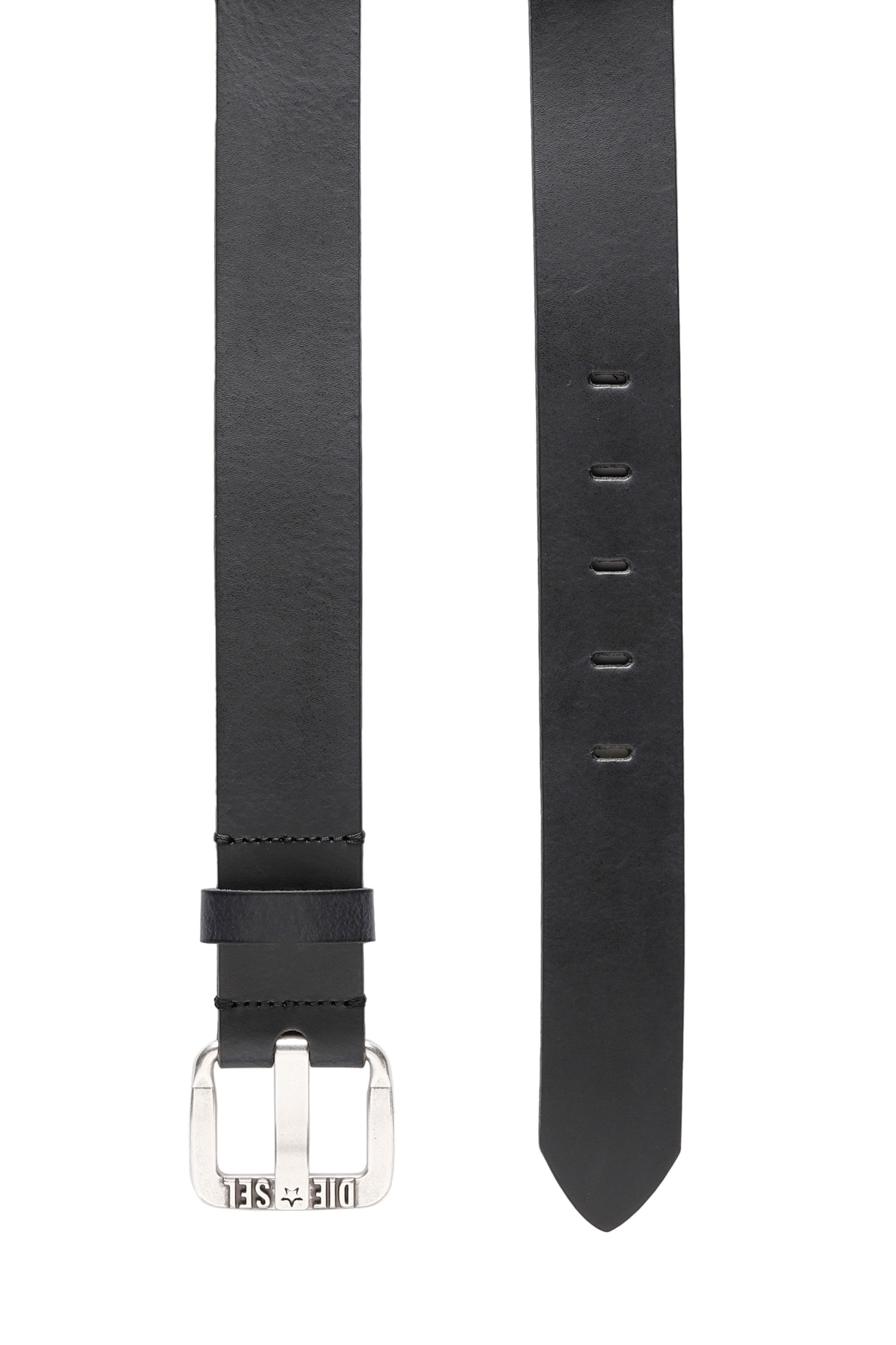Diesel - B-STAR II, Man's Leather belt with metal star logo buckle in Black - 3