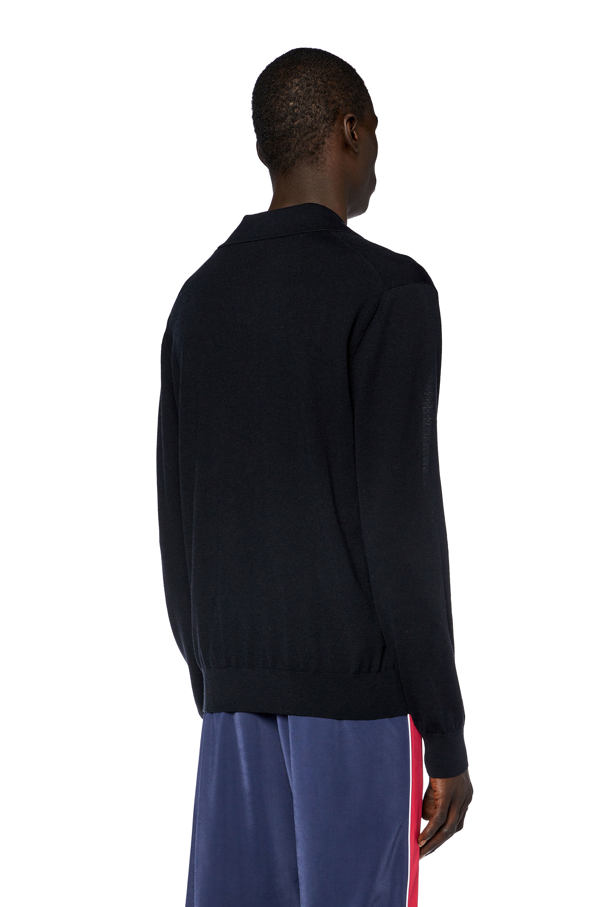 Diesel - K-GLARE, Man's Wool jumper with polo collar in Black - 4