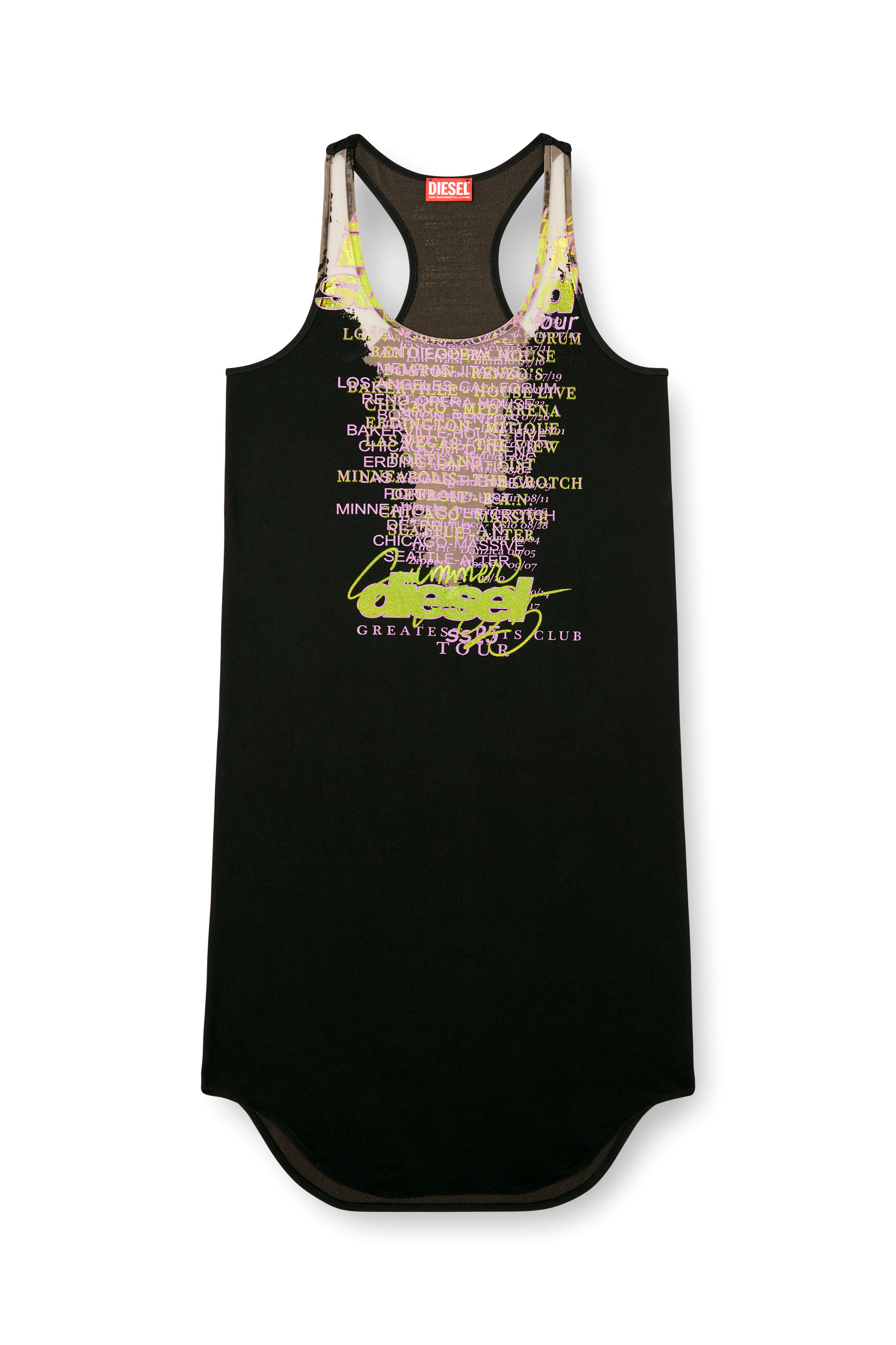 Diesel - D-SHANY-LONG, Woman's Sleeveless tank dress with lyrics print in Black - 3