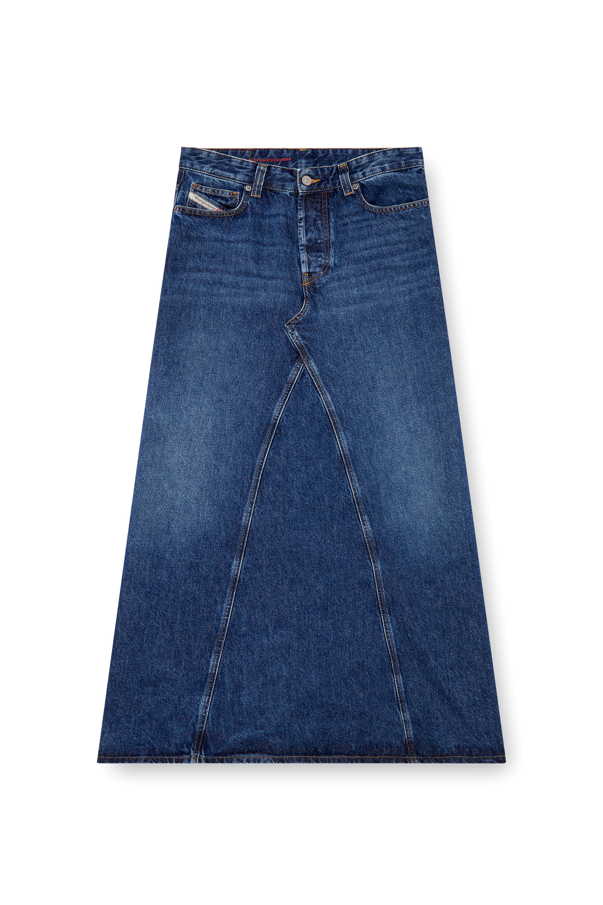 Diesel - DE-PAGO, Woman's Long skirt in denim in Dark Blue - 2