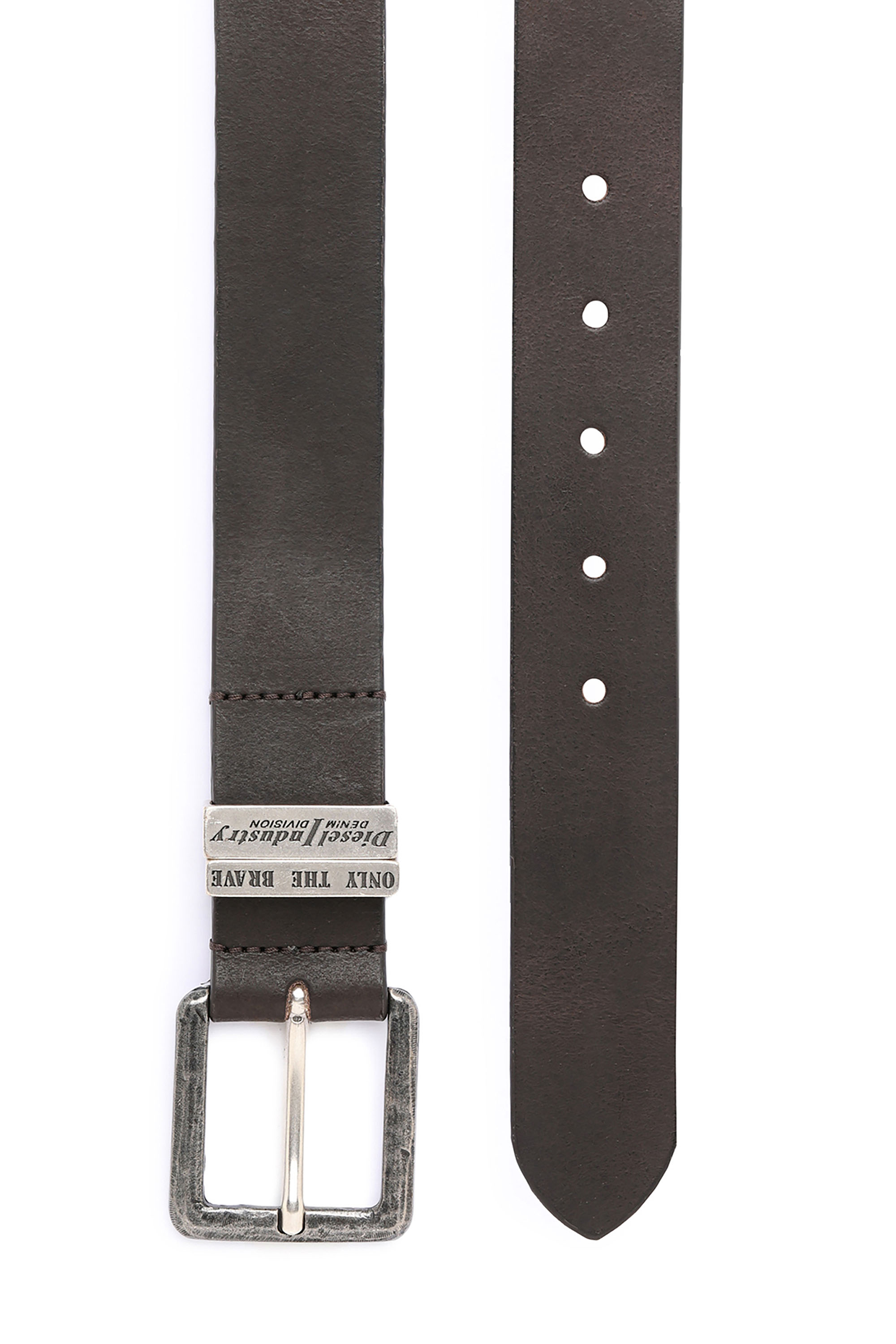 Diesel - B-GUARANTEE-A, Man's Leather belt with burnished hardware in Brown - 2